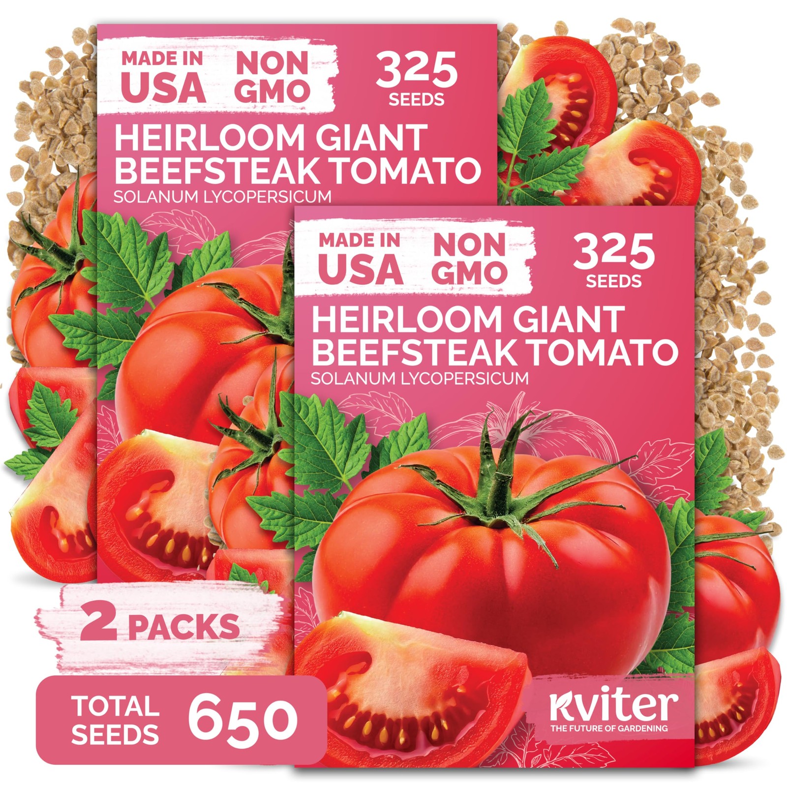 KVITER 650 Giant Beefsteak Tomatoes Seeds (Solanum lycopersicum), 2 Pack