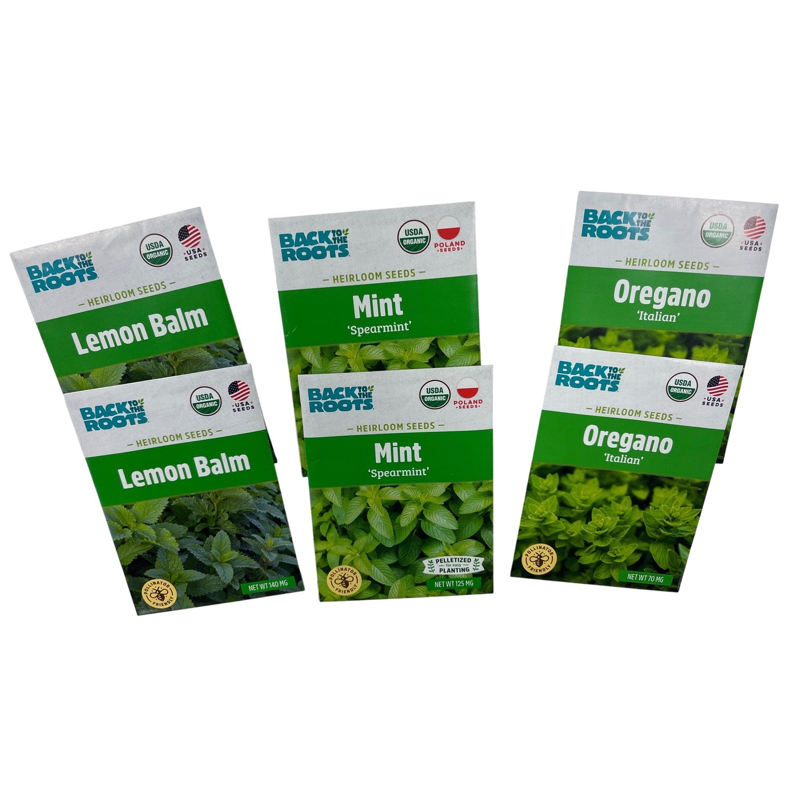 Back to the Roots Herb Seeds 6 Pk Organic Heirloom Lemon Balm Mint Oregano 2026