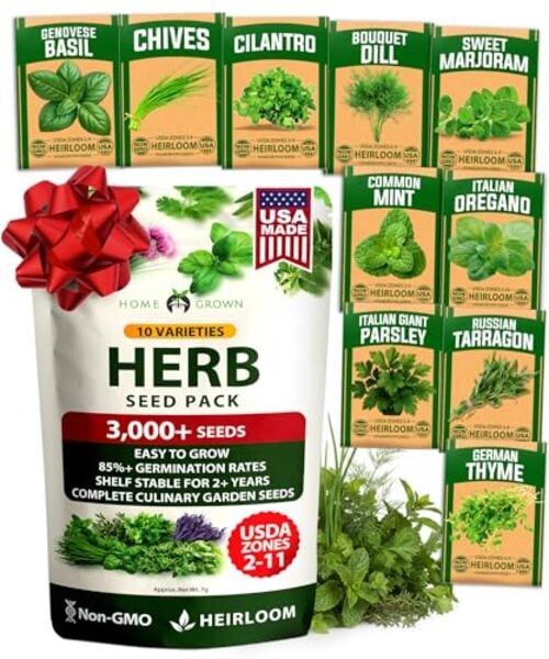 10 Herb Seeds for Planting 3,000+ Non-GMO Heirloom 10-Pack Herb Seed Vault