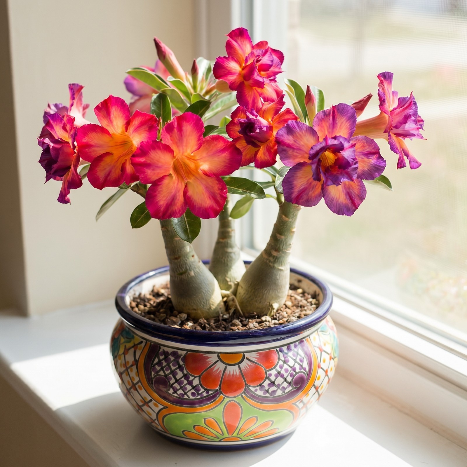 2 Mix Desert Rose Plants, Live Succulent Garden Plants 4–7″ Tall