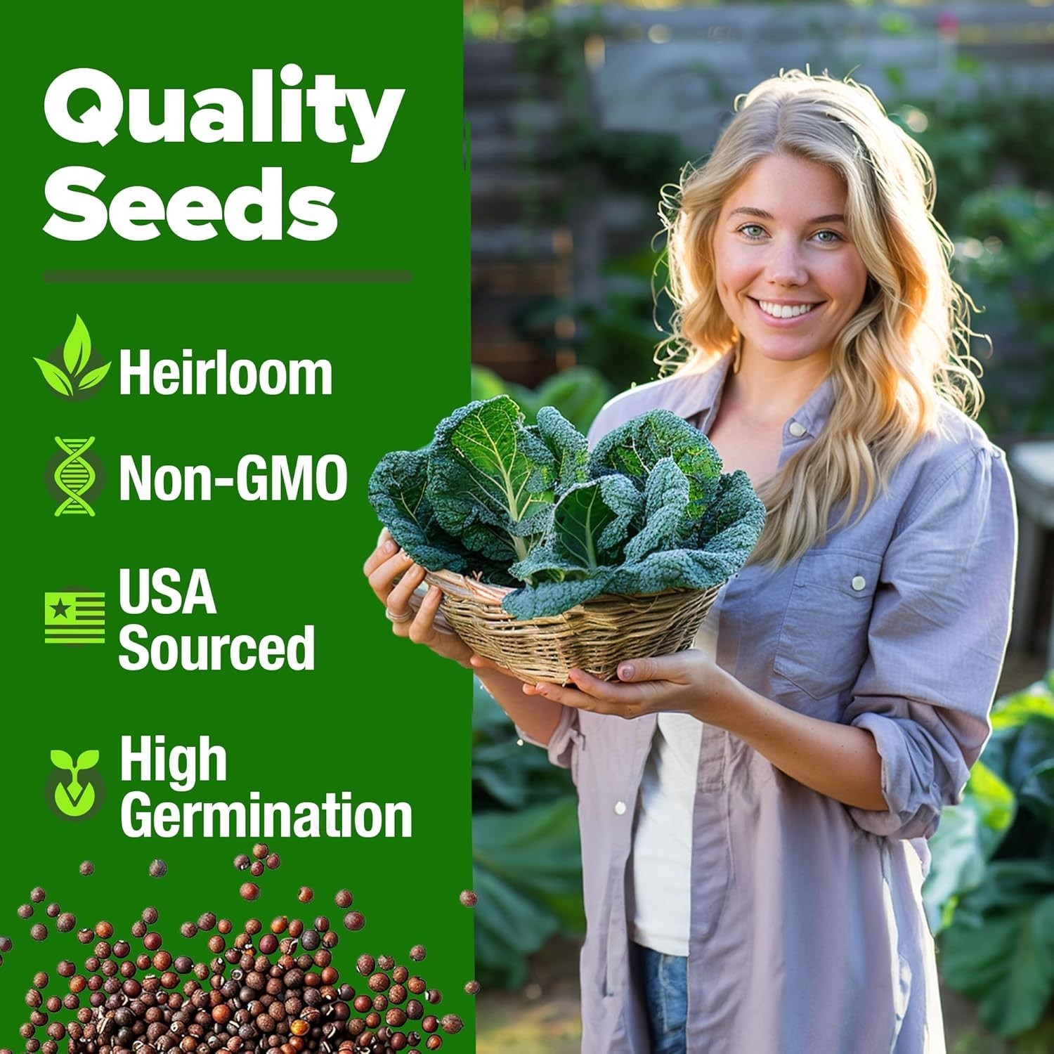 Heirloom Collard Green Seeds 600 Non GMO Great for Beginners and Experts