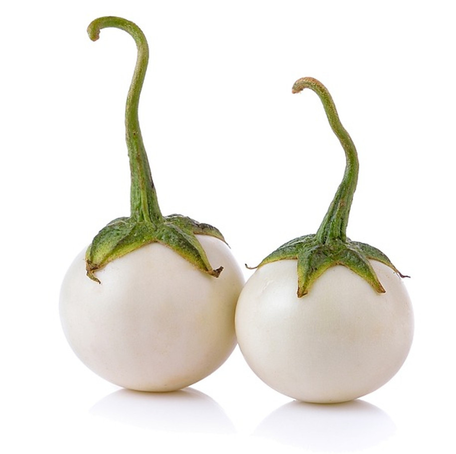 0.5 Gr (100 Seeds) White Mini Round Eggplant Seeds for Planting, Eggplant Seeds