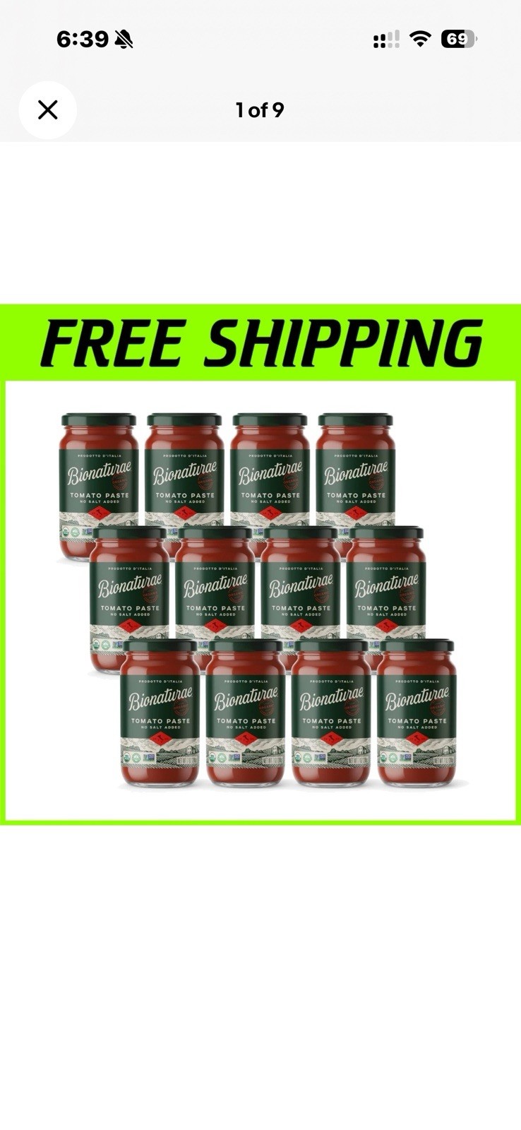 Authentic Italian Organic Tomato Paste – No Salt, BPA-Free Jars, 7 Oz, 12 Pack