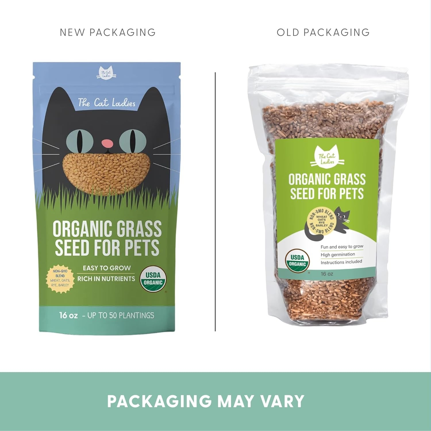 Pet-Friendly Organic Cat Grass Seeds – Grow Fresh Treats -Round 16oz