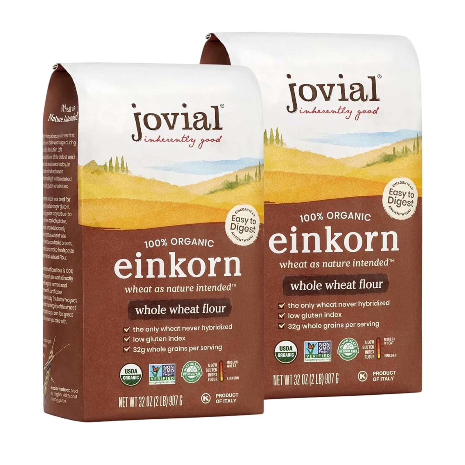 Jovial Organic Einkorn Whole Wheat Flour – Bread Baking 32 Ounce (Pack of 2)