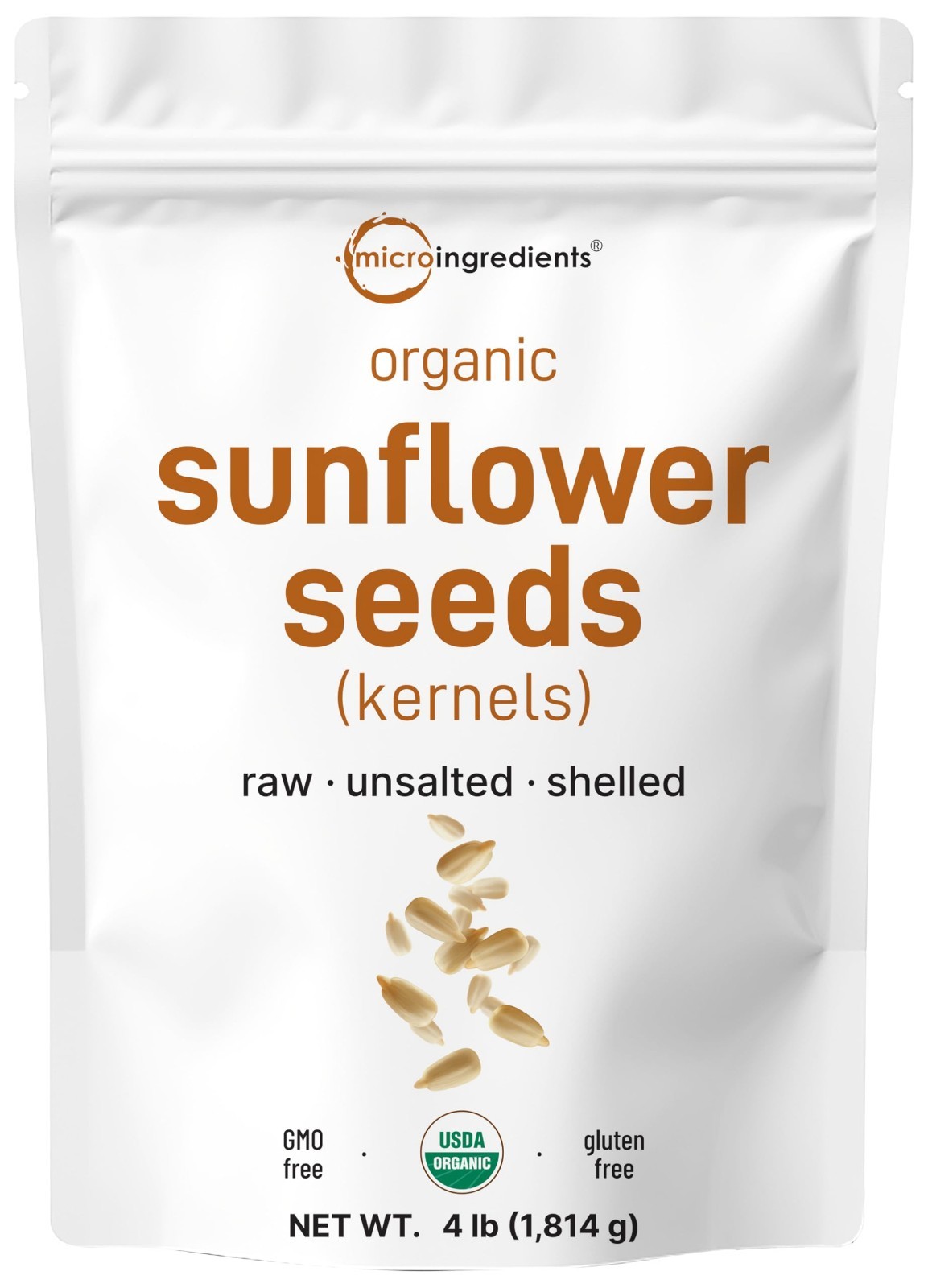 Organic Sunflower Seeds 4lbs – Raw Unsalted Shelled Kernels | Low Carb Snack, Ba