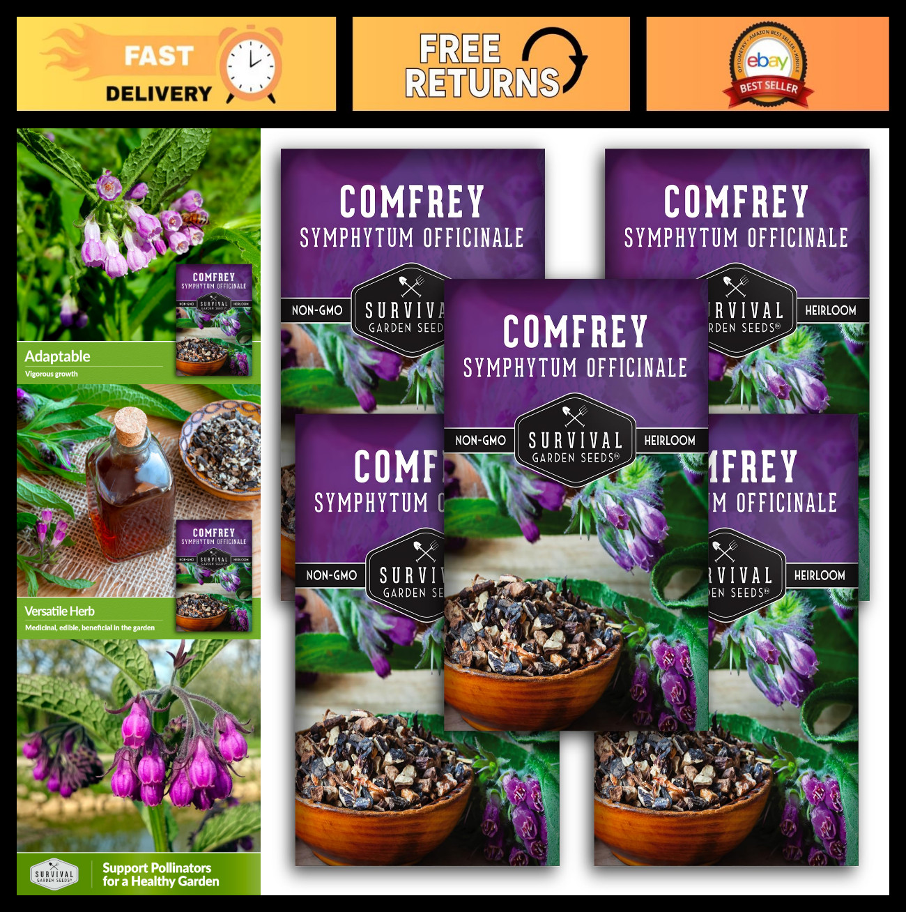 Comfrey Seeds for Planting – Medicinal Perennial Herb for Compost Tea & Skincare