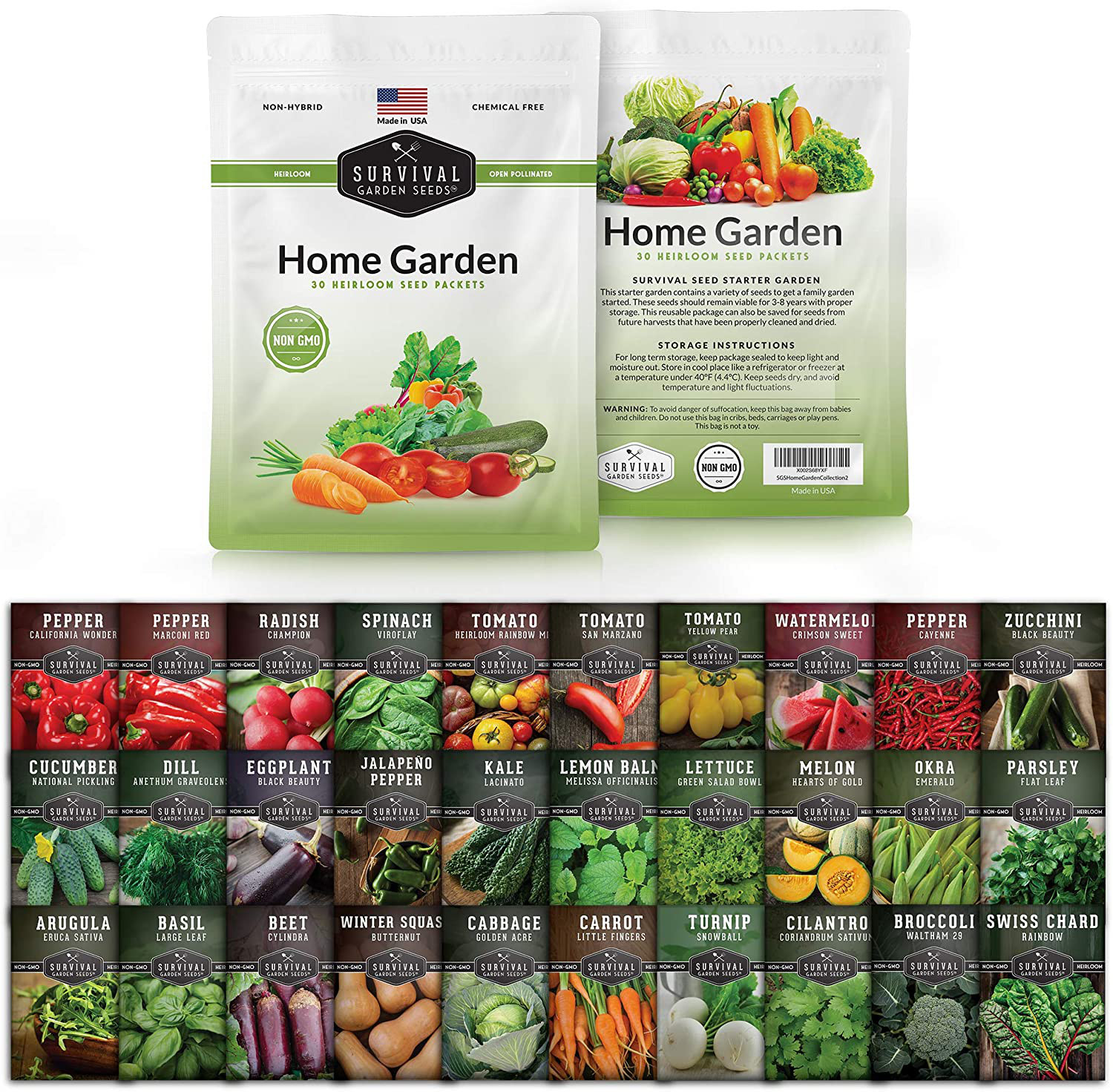 Survival Garden Seeds Home Garden Collection II Vegetable Seed Vault – Non-GMO H