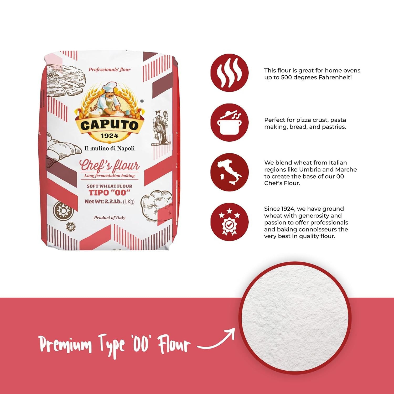 Antimo Caputo Chef’s Flour 2.2 LB – Italian Double 35.2 Ounce (Pack of 1)