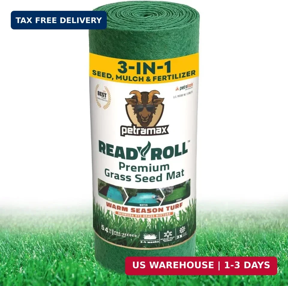 Petramax ReadyRoll Biodegradable Bermuda Grass Seed Mat for Southern Lawn 54 Sq