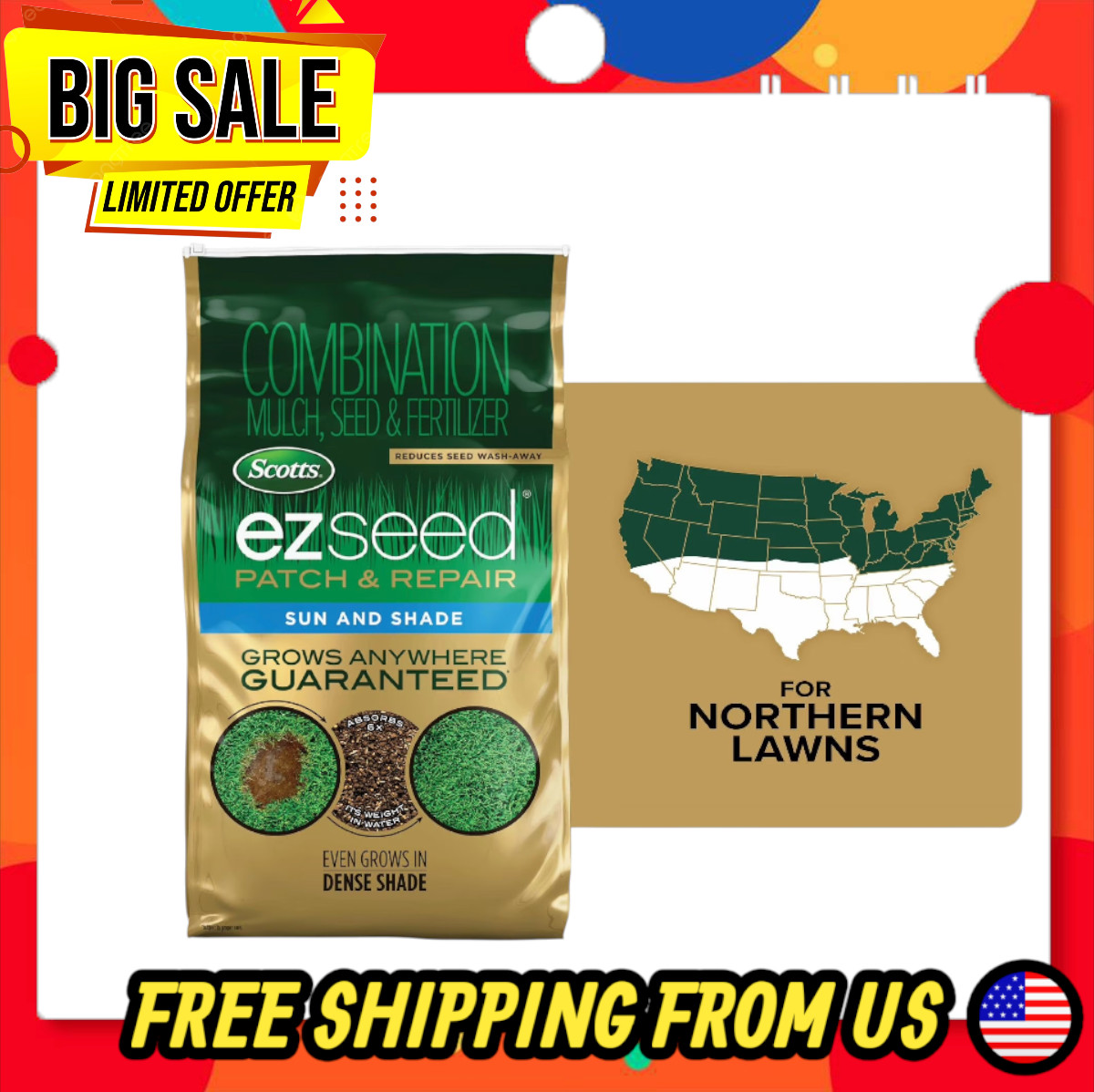Scotts EZ Seed Patch & Repair Sun and Shade 10 lb