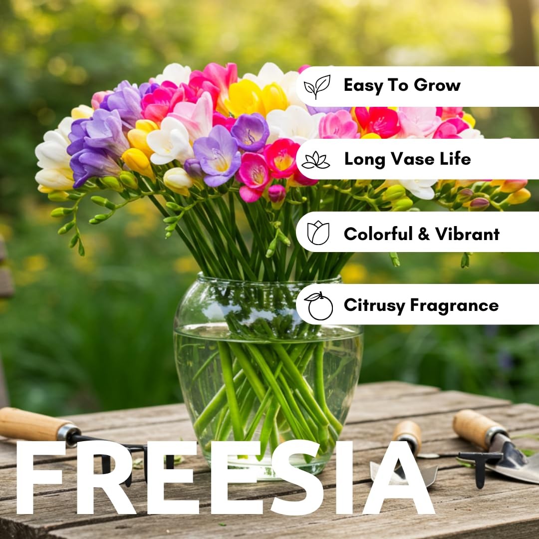 Double Freesia Flower Bulbs for Spring Planting – Mixed Colors for Bouquets -…