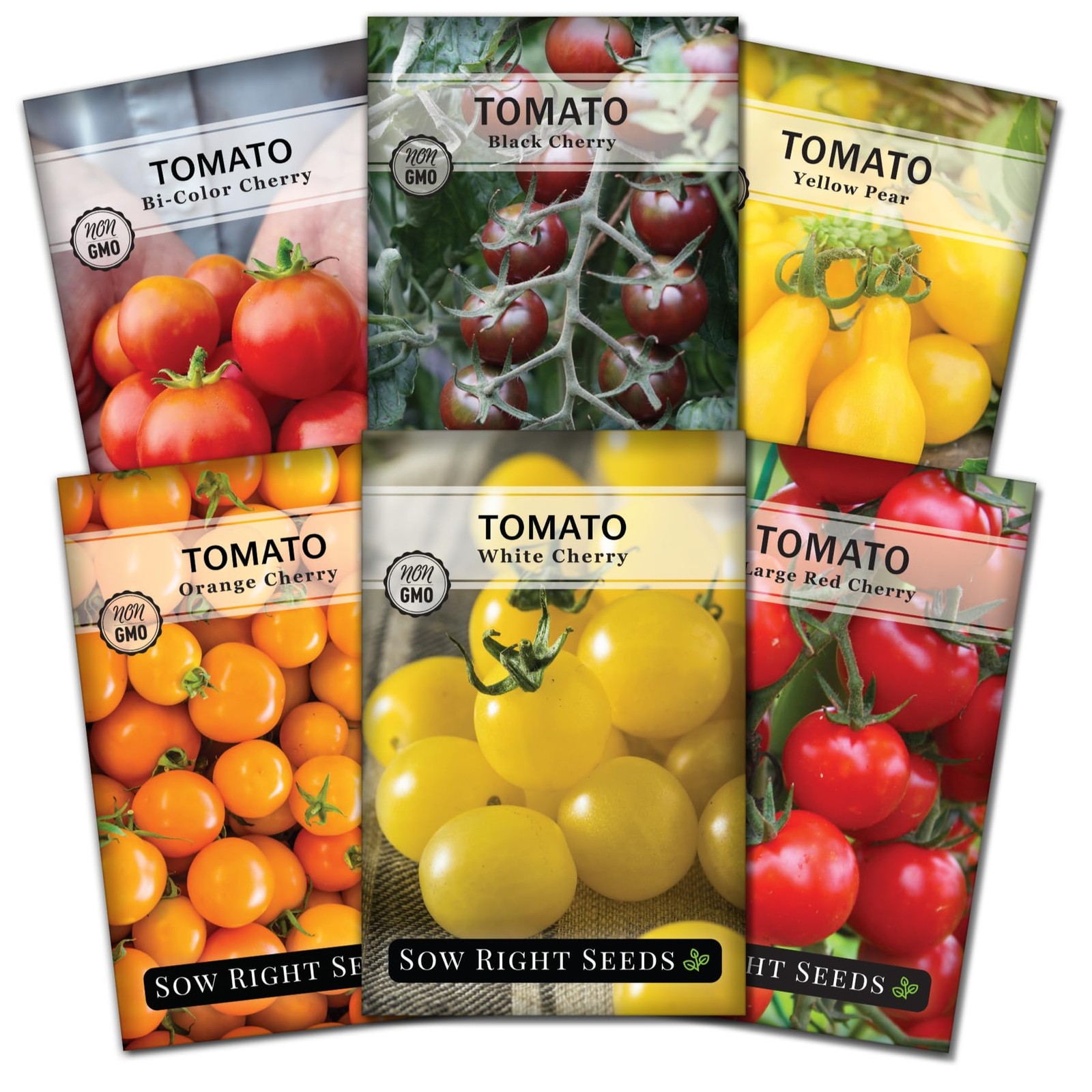 Cherry Tomato Seed Collection for Planting Black, Large Red, White, Orange,…