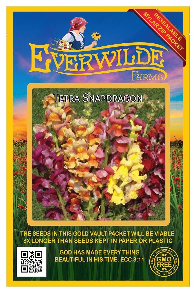 2000 Tetra Mixed Snapdragon Wildflower Seeds – Everwilde Farms Mylar Seed Packet