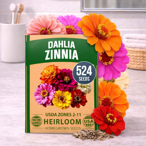 Zinnia Dahlia Flower Seeds 524 Pack Non-GMO – Vibrant Zinnia Elegans for Gardens