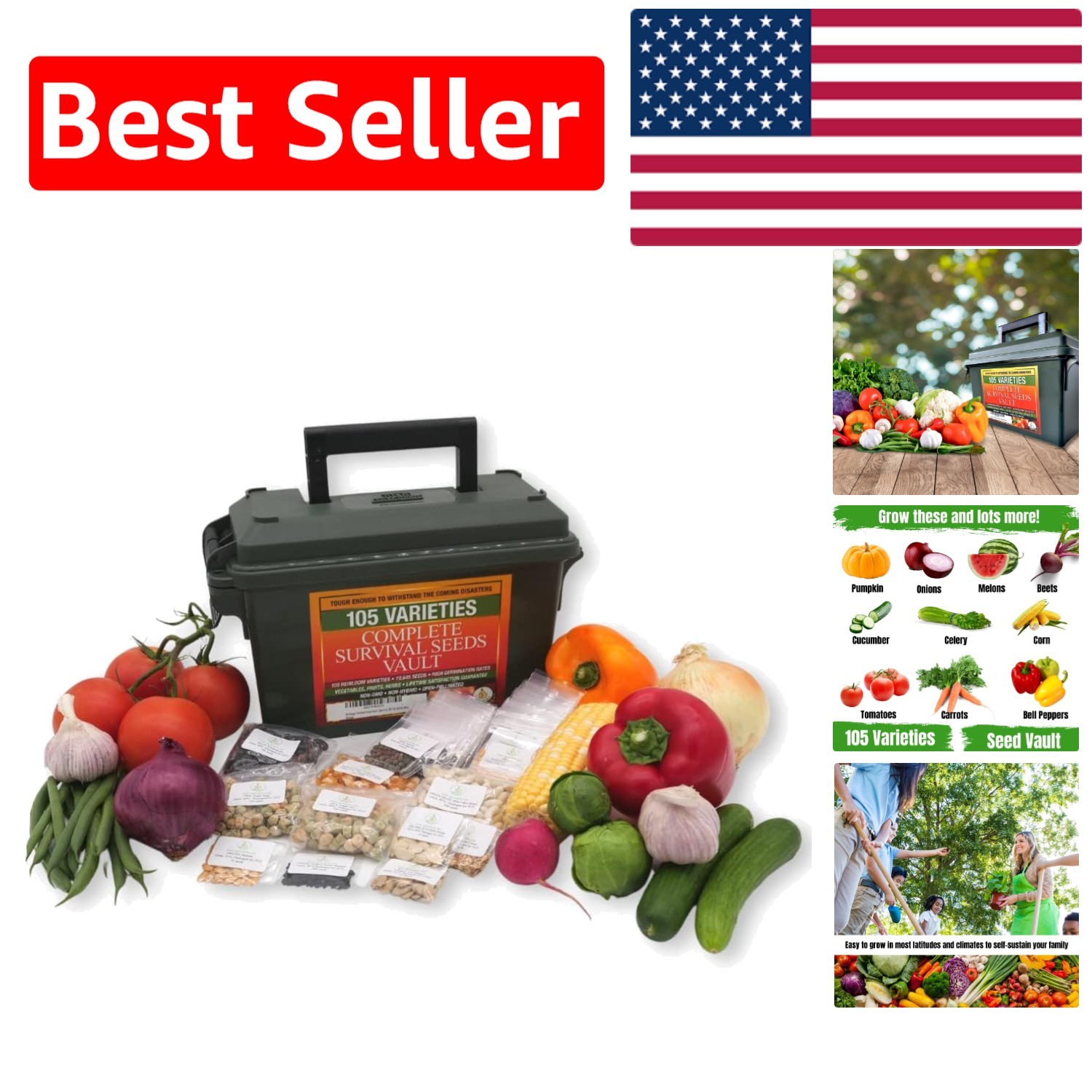 Ultimate Home Garden Kit – 105 Varieties of Non-GMO Heirloom Seeds in Organizer