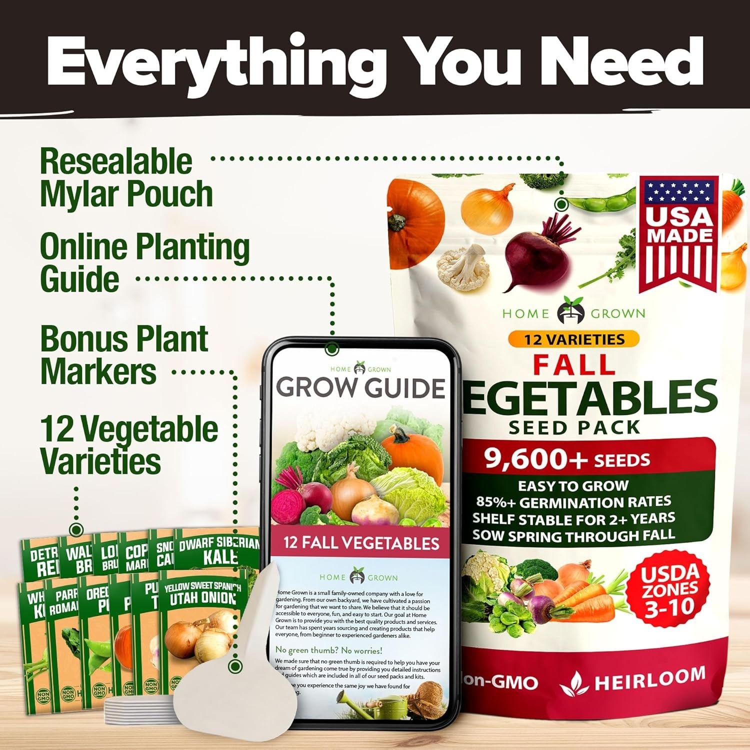 Complete Heirloom Vegetable Seed Kit: 9600 Seeds for Fall & Winter Harvest