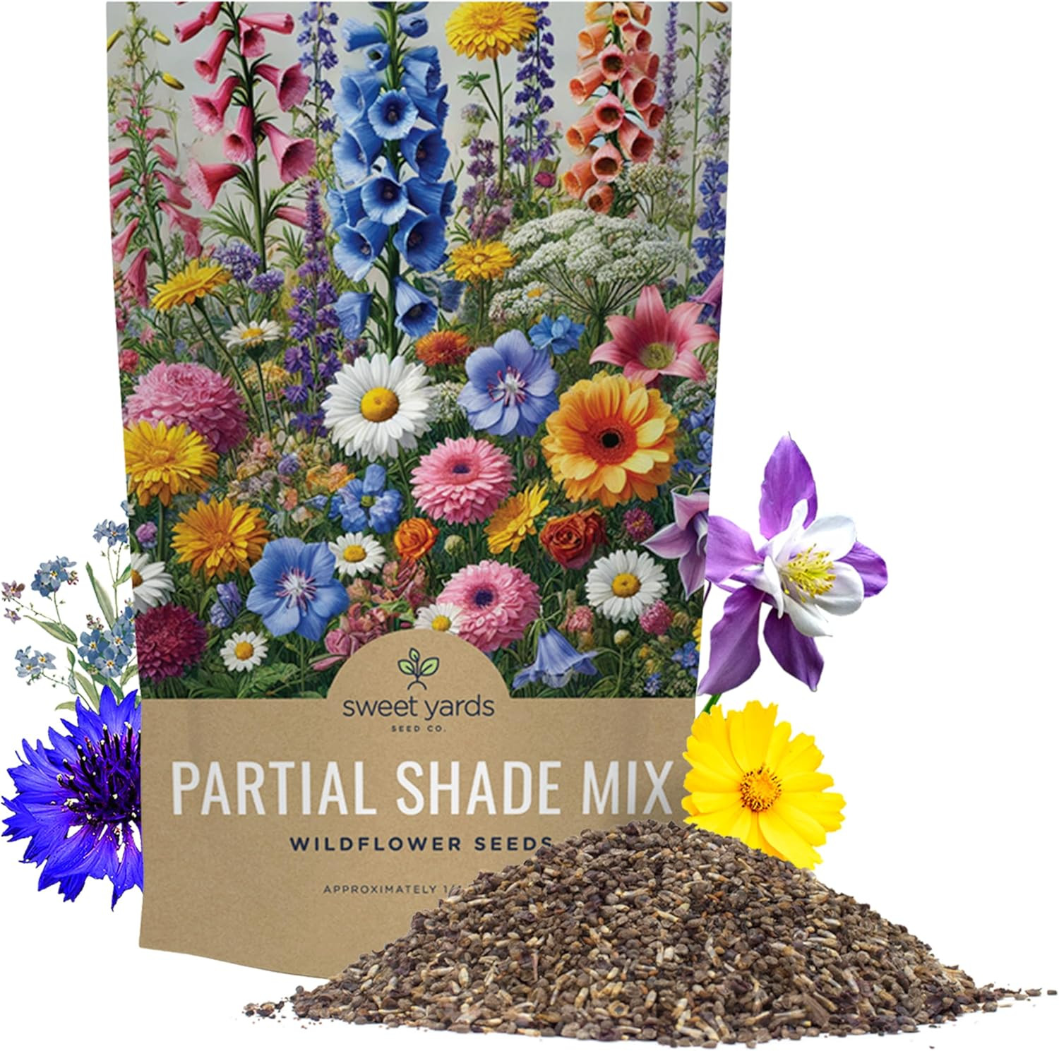 Bulk Wildflower Seeds Partial Shade Mix – 1/4 Pound Bag Annual & Perennial Seeds