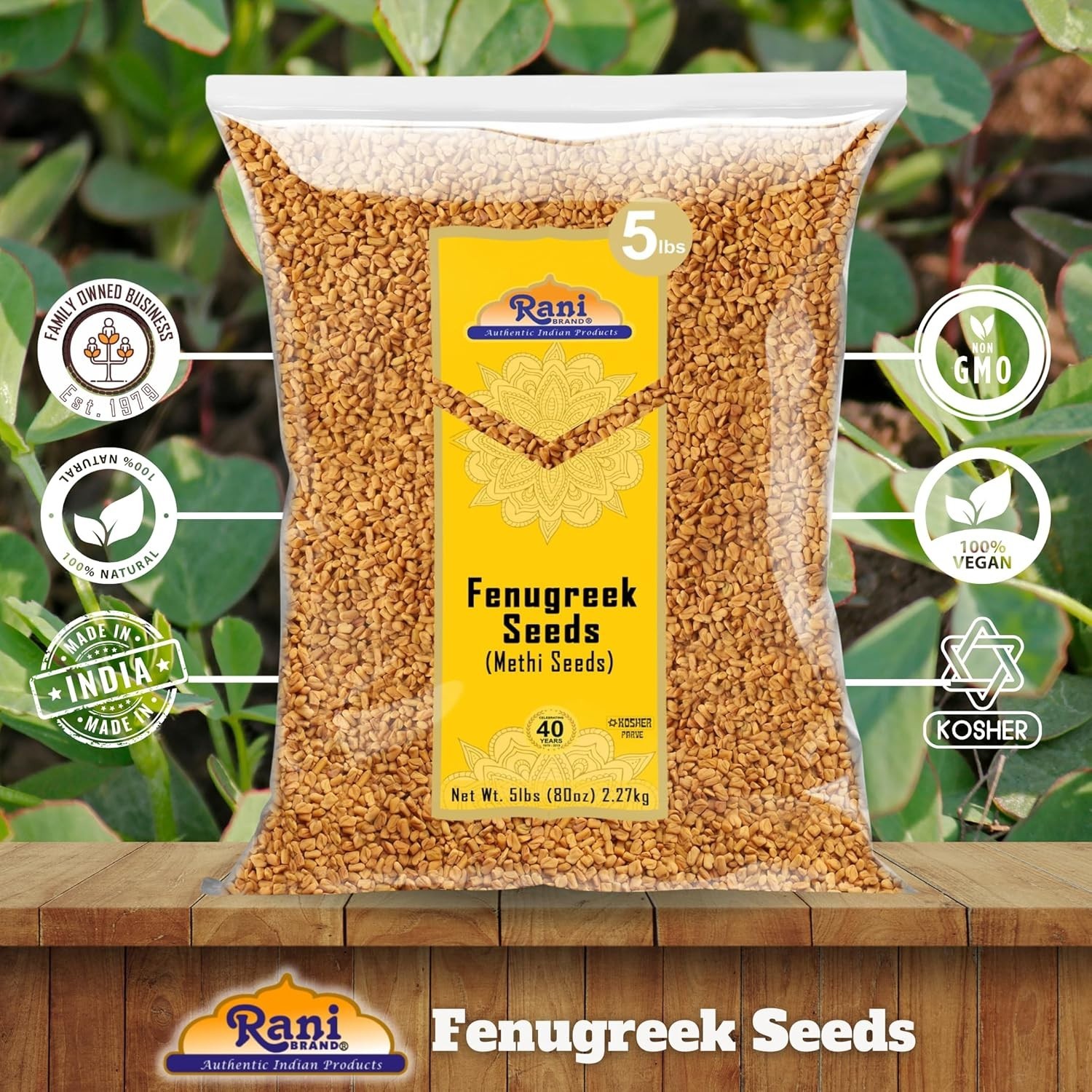 Rani Fenugreek Methi Seeds Whole 80oz 5lbs 2.27kg