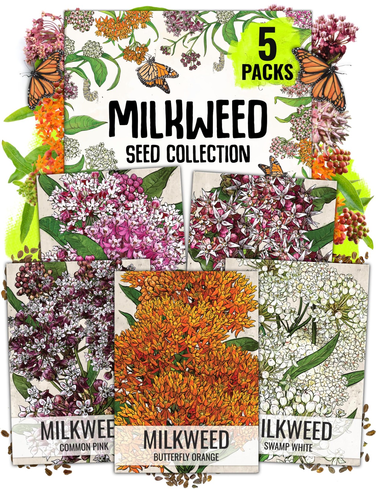 Monarch Butterfly Garden Seeds: Milkweed Variety Pack – Pink, Orange, White!