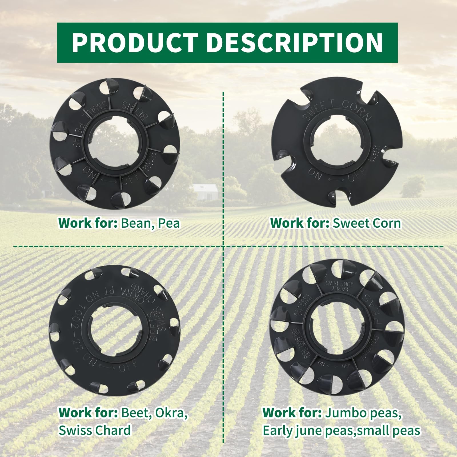 Set 6 Standard Seed Plates Compatible with Earthway 1001-B Seeder,Works for USA