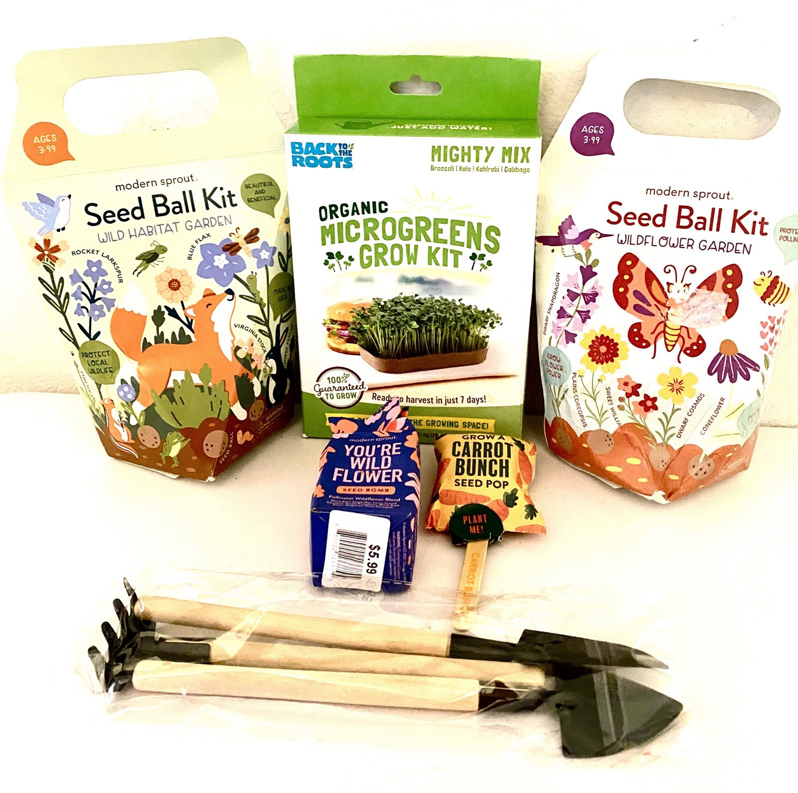 Gardening Lot Veggie Micro Greens Kit Seed Ball Kits Small Tools Great Gift Idea