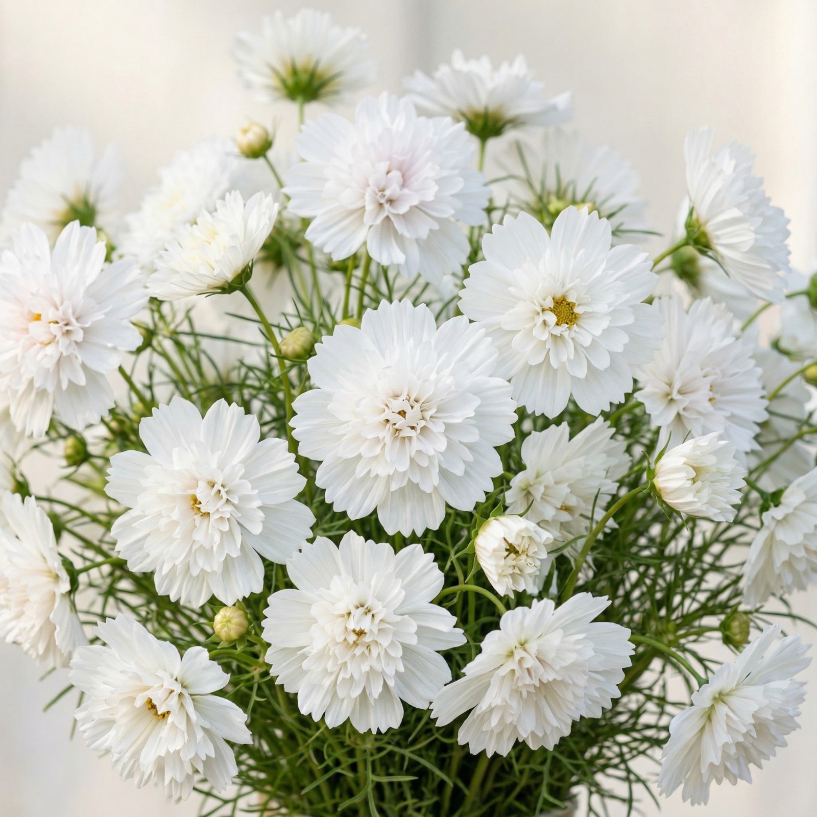 Cosmos DOUBLE CLICK SNOW PUFF Cut Flower Garden Elegant Blooms Heirloom 25 Seeds
