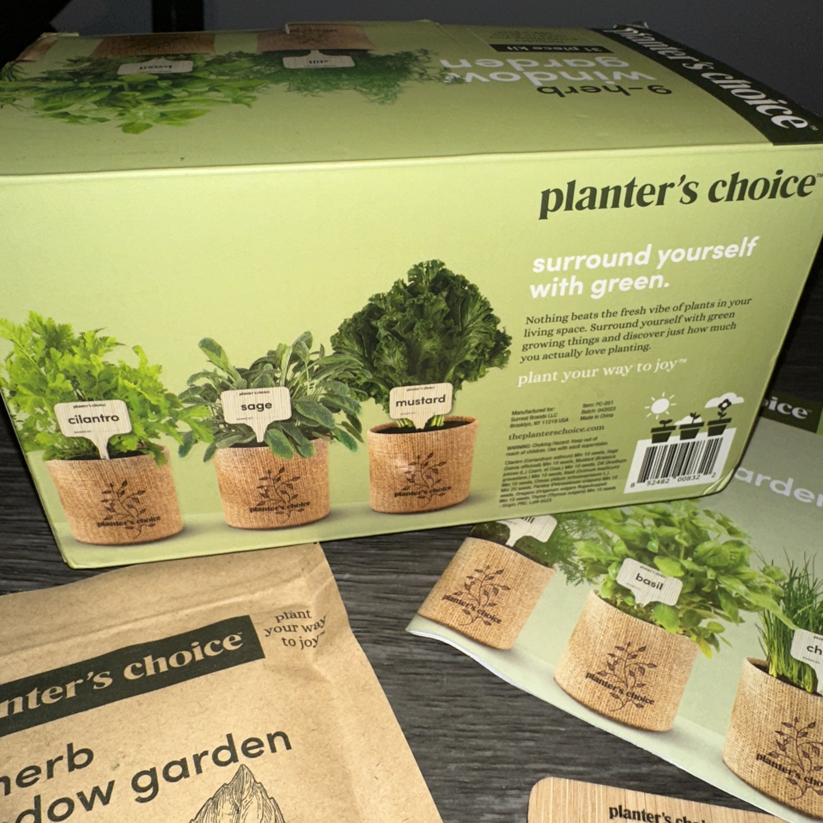 9 Herb Indoor Window Garden Kit House Plants Seeds Easter Gift Open Box