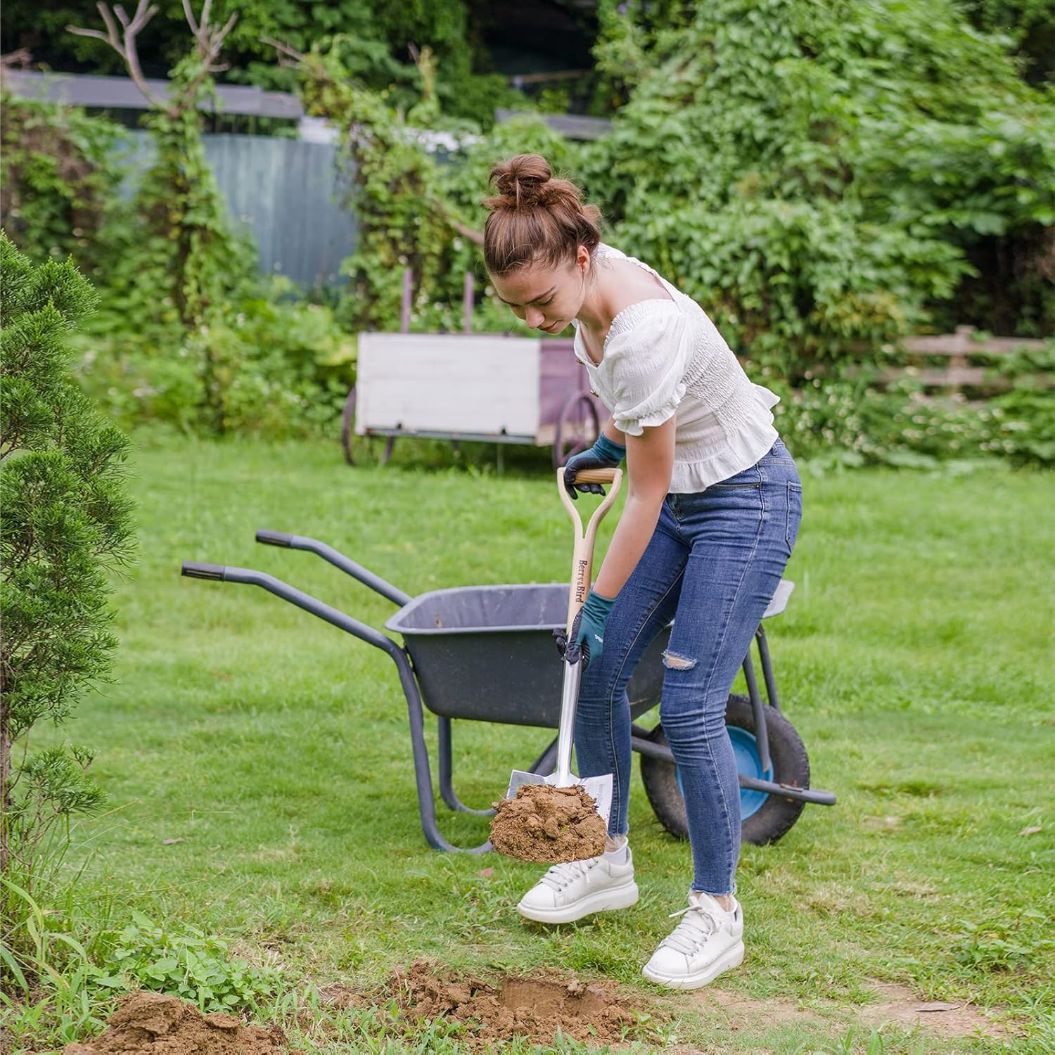 Garden Digging Spade, 41″ Stainless Steel Square Border Spade, Heavy Duty Europe