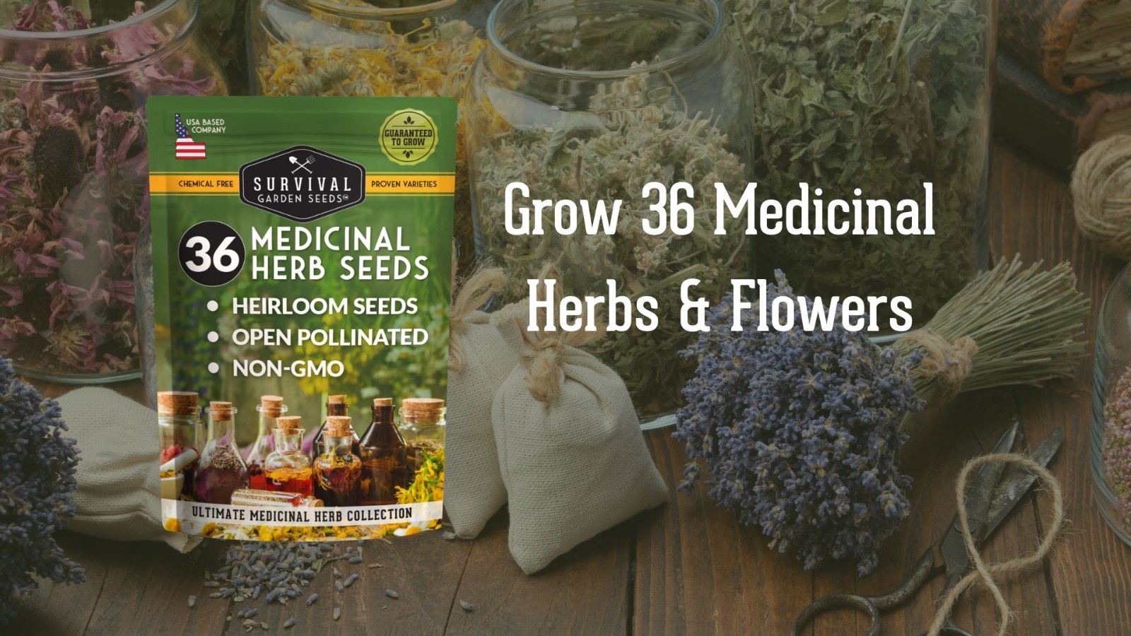 Heirloom Medicinal Herb Seeds Variety Pack – 36 Non-GMO Healing Herbs for Wellne