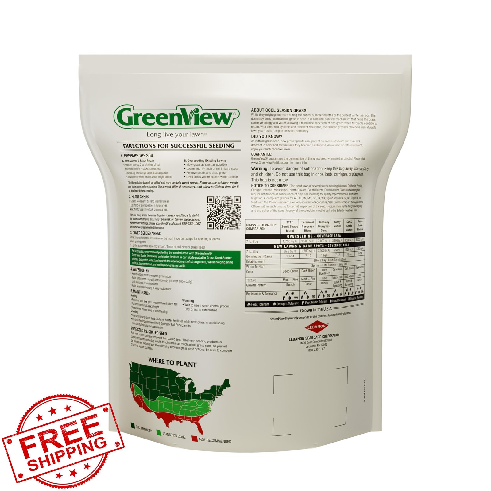 GreenView Pure Grass Seed Dense Shade Mix 7 lb 3500 sq ft