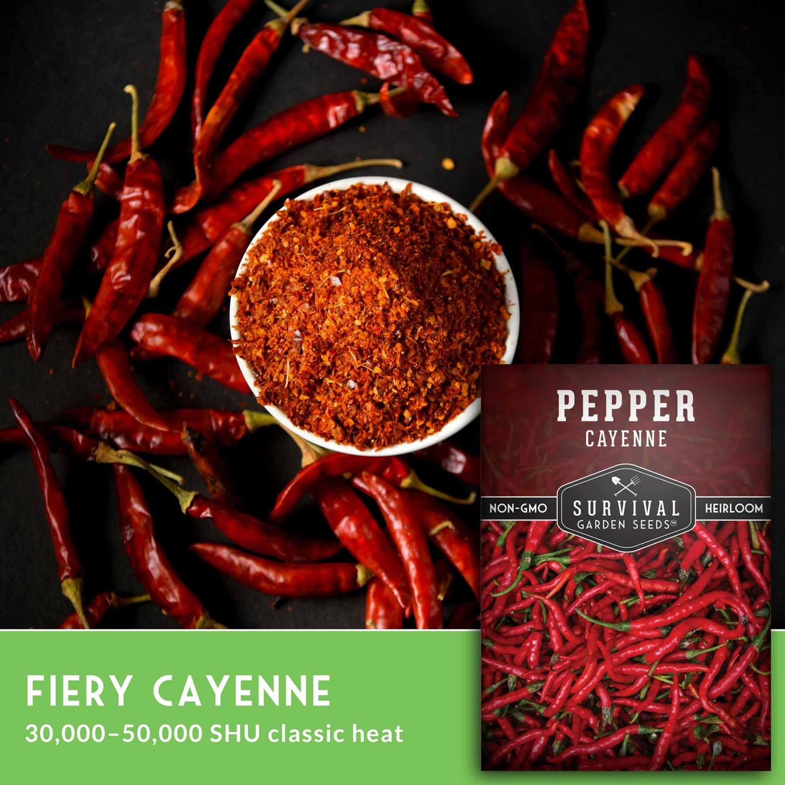 Cayenne Pepper Seeds Heirloom NonGMO Red Heat 3050K Scoville Planting Garden P