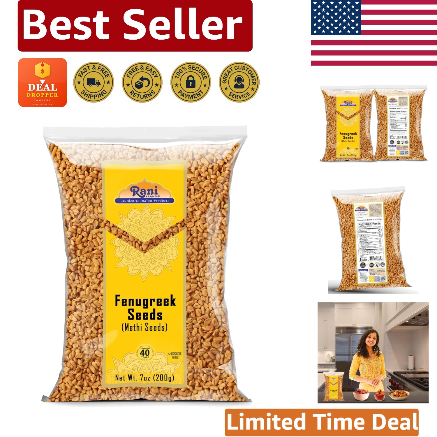 Rani 7oz Whole Fenugreek Seeds – Natural, , Gluten-Free Cooking Essential