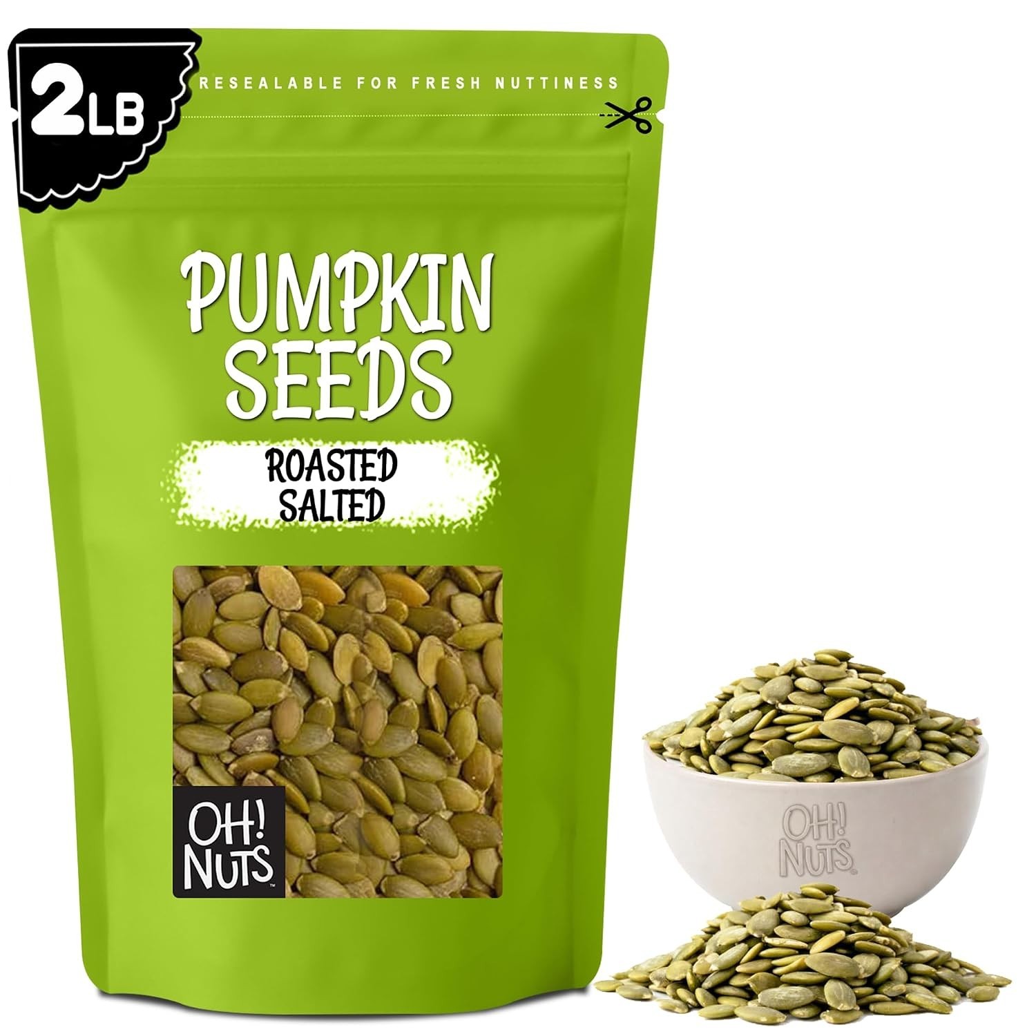 2 lb Roasted Salted Pumpkin Seeds – Healthy Snack for Keto, Paleo & Diets