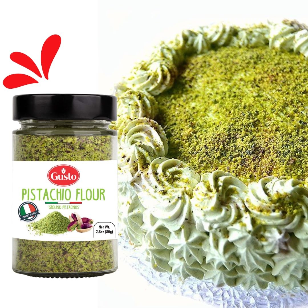 GUSTO ETNA Pistachio Flour, 80 g, Sicilian Fine Chopped 2.8 Ounce (Pack of 1)