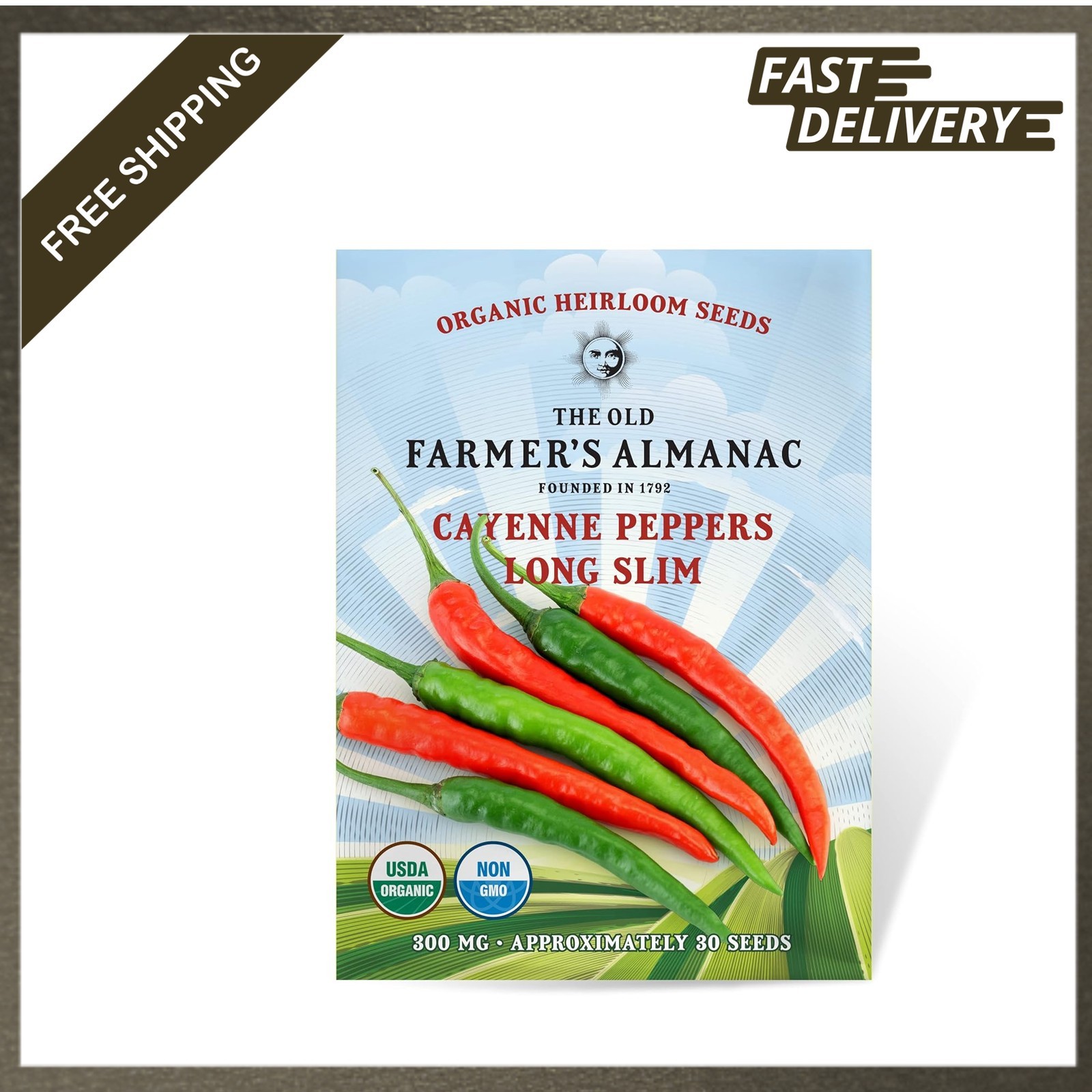 Organic Cayenne Pepper Seeds Long Slim Model, Heirloom, Open Pollinated