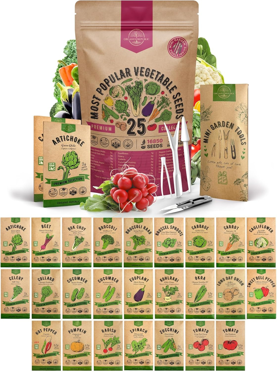 55 Vegetable Seeds Variety Pack – 35,600+ Non-Gmo Heirloom Seeds for Planting Ve