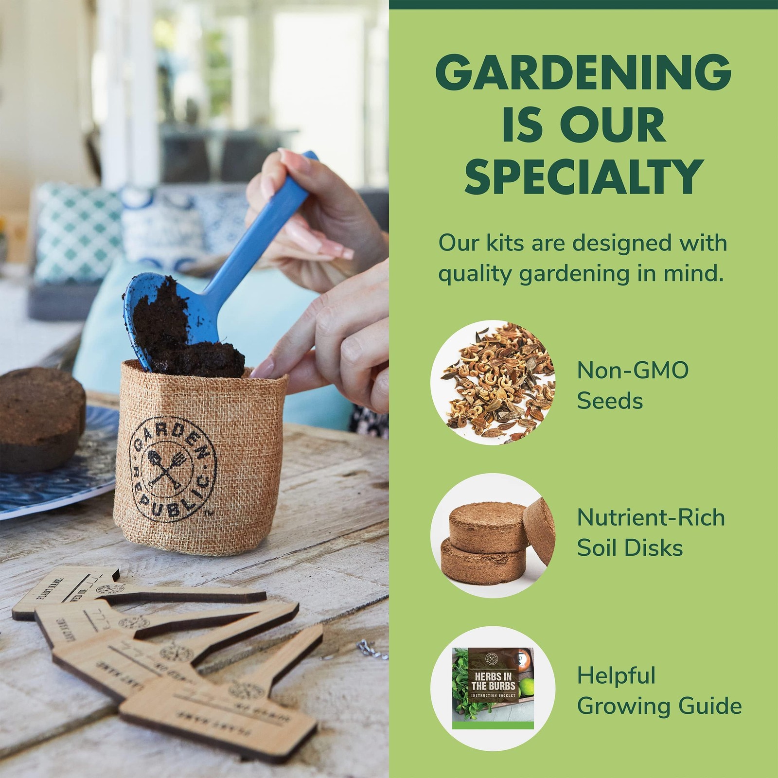 Indoor Herb Garden Starter Kit – Heirloom, Non-GMO Herb Seeds – Basil Thyme P…