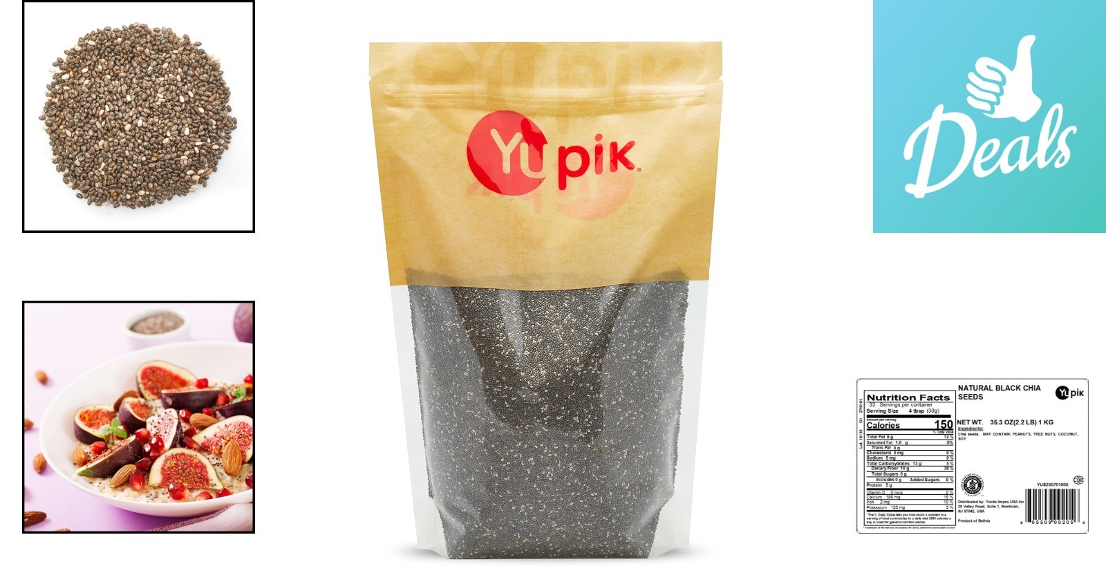 2.2 lb Raw Black Chia Seeds – Nutritious Omega-3 & Fiber Source
