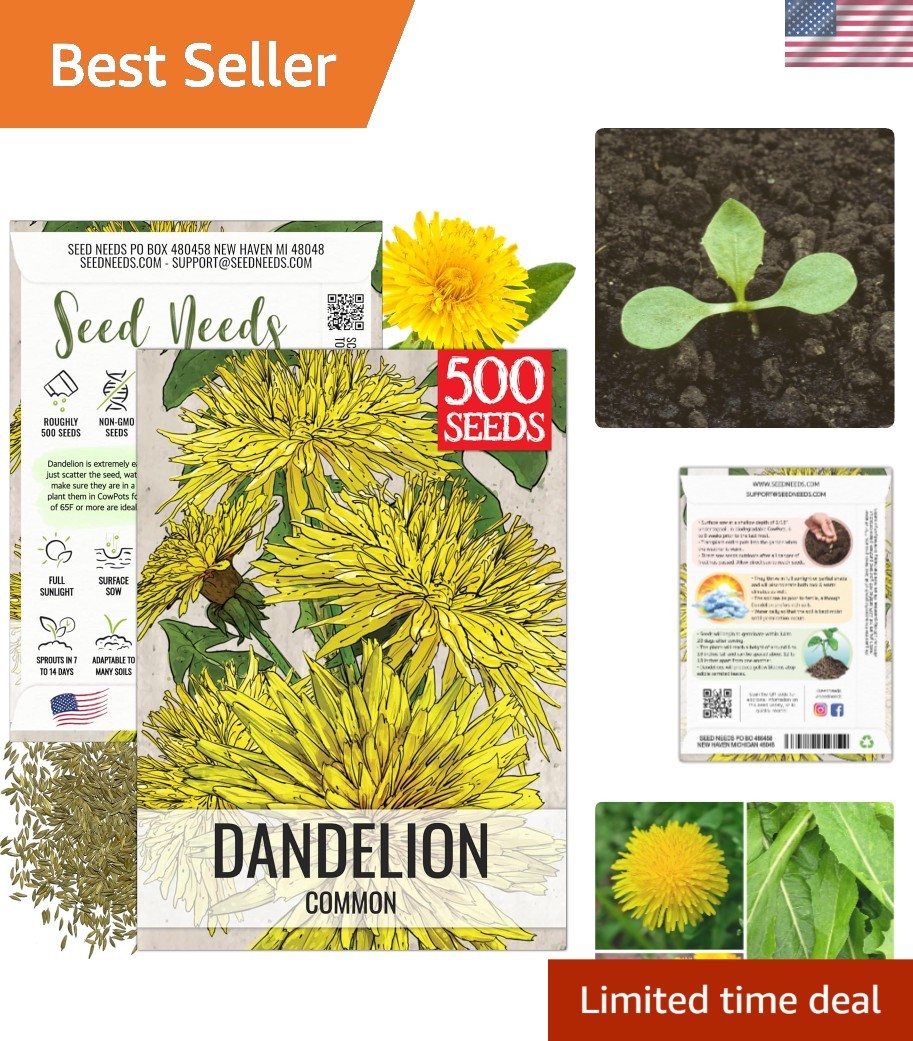 Dandelion Seeds for Planting – Heirloom, Non-GMO & Pet-Friendly Greens – 1 Pack