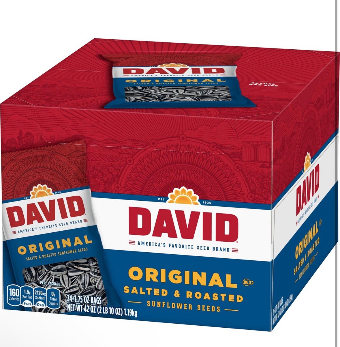 David Original Sunflower Seeds, 1.75 oz., 24 pk.
