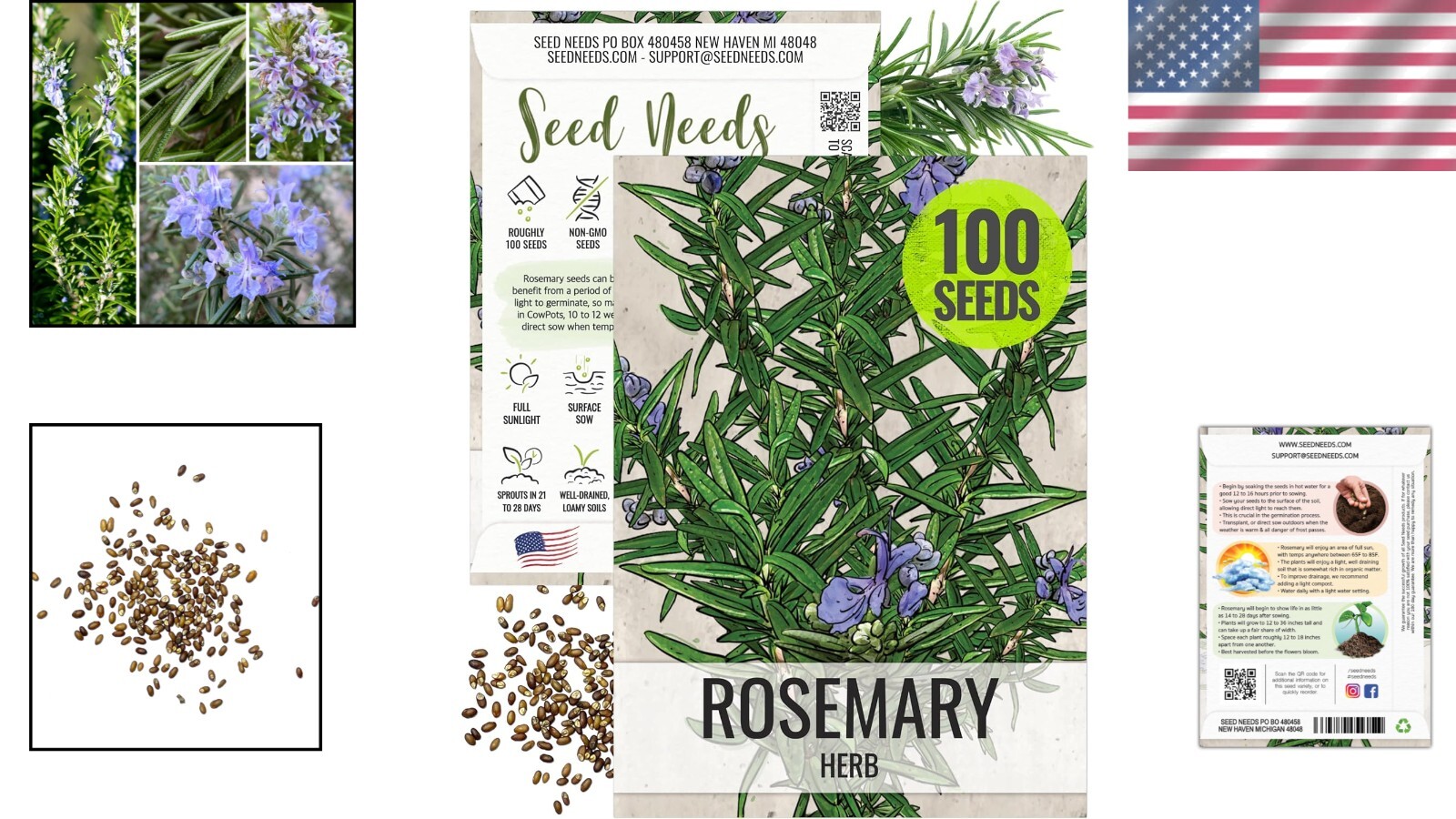 Heirloom Rosemary Seeds – 100 Non-GMO Seeds for Culinary & Medicinal Gardens