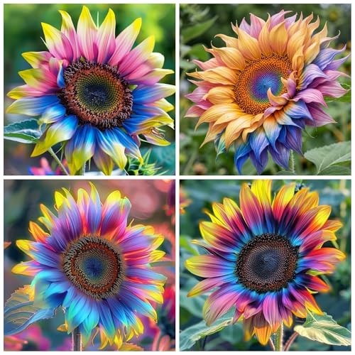 160+ Exotic Rainbow Sunflower Seeds for Planting Multi-Colored Sunflowers Non