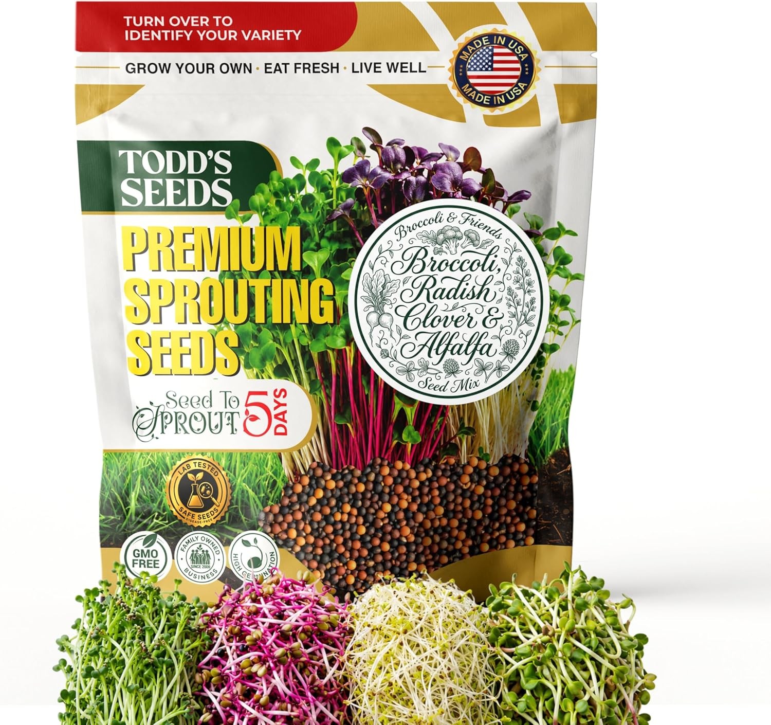 Todd’s Seeds Broccoli and Friends Sprouting Seed Mix (1/4 Pound) | Broccoli, Cri