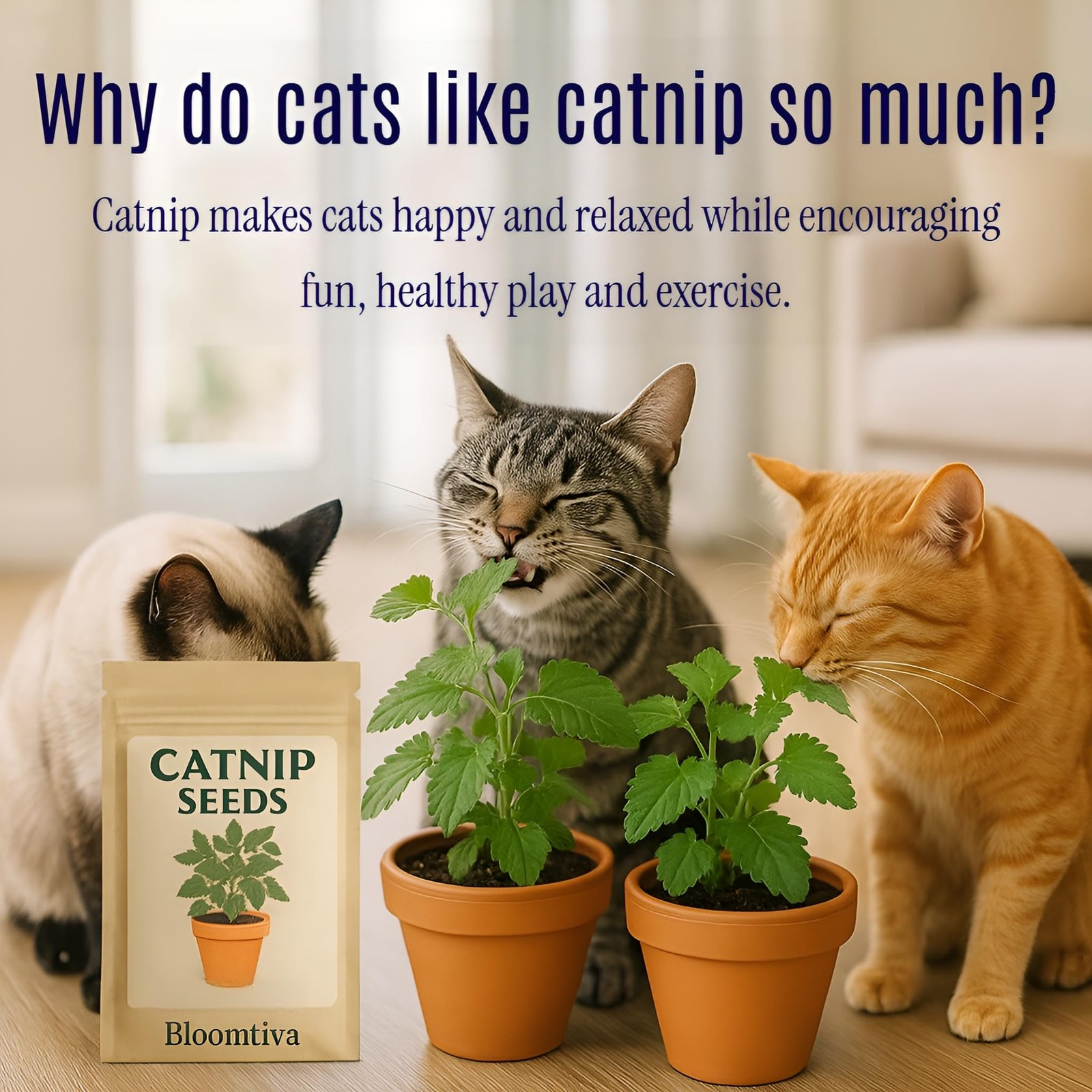 Catnip Seeds for Planting Indoors & Outdoors – High Germination Rate, Bulk Pack