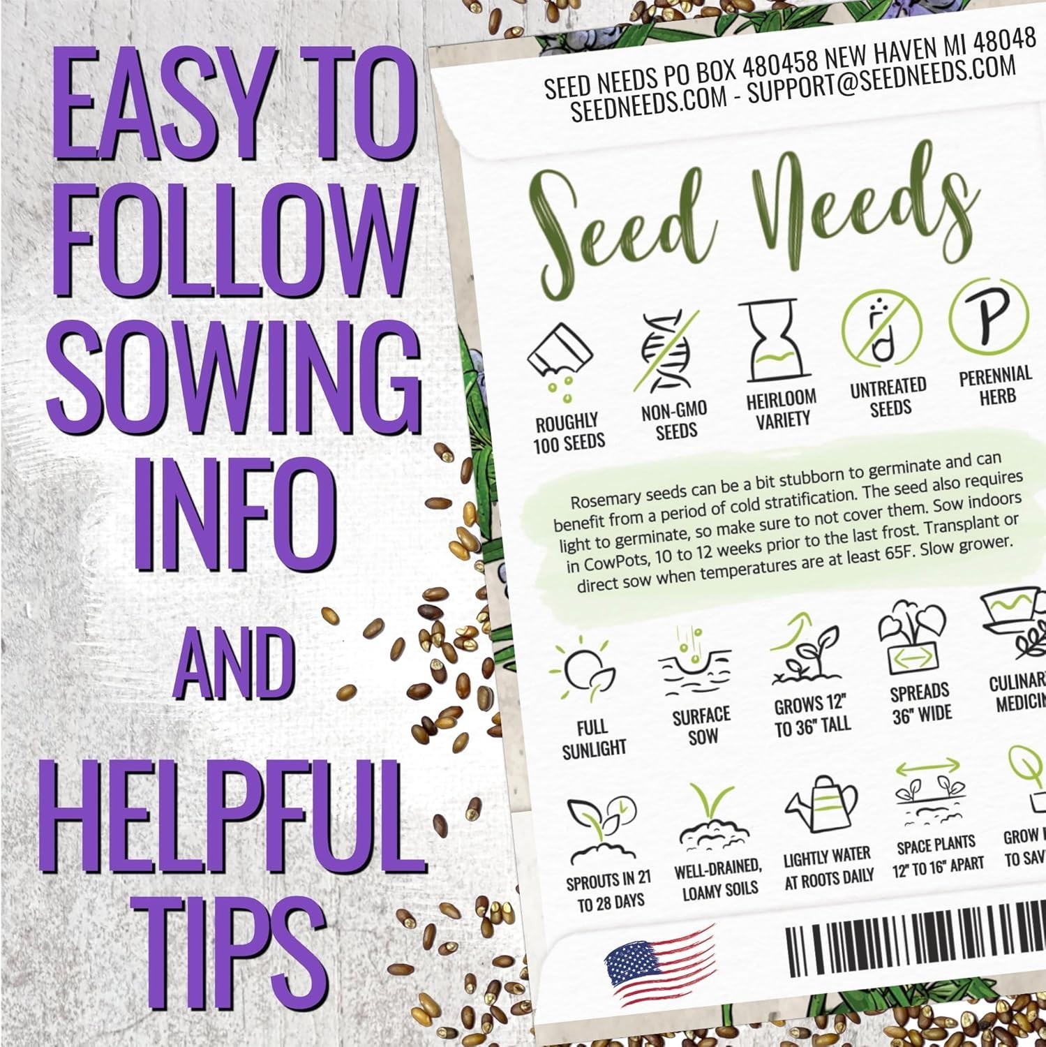 Fresh Rosemary Seeds – Non-GMO, Untreated, Ideal for Medicinal & Culinary Uses