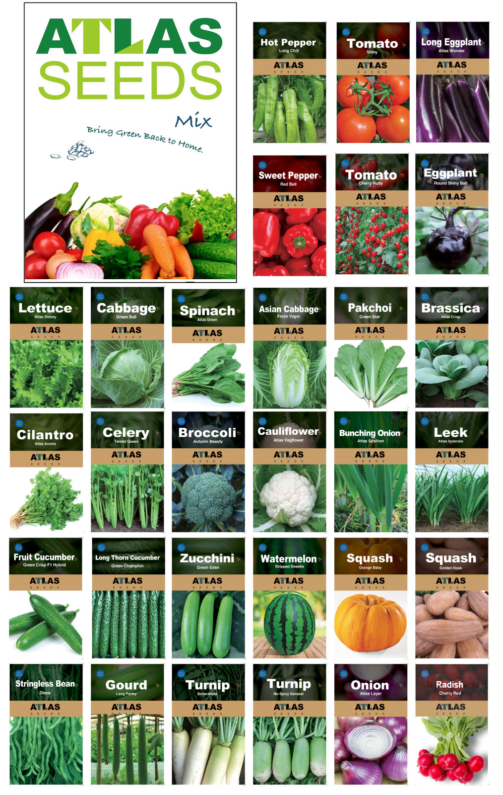 Atlas Vegetable Seeds Survival Garden Kit – Over 50,000 Seeds, 29 Varieties