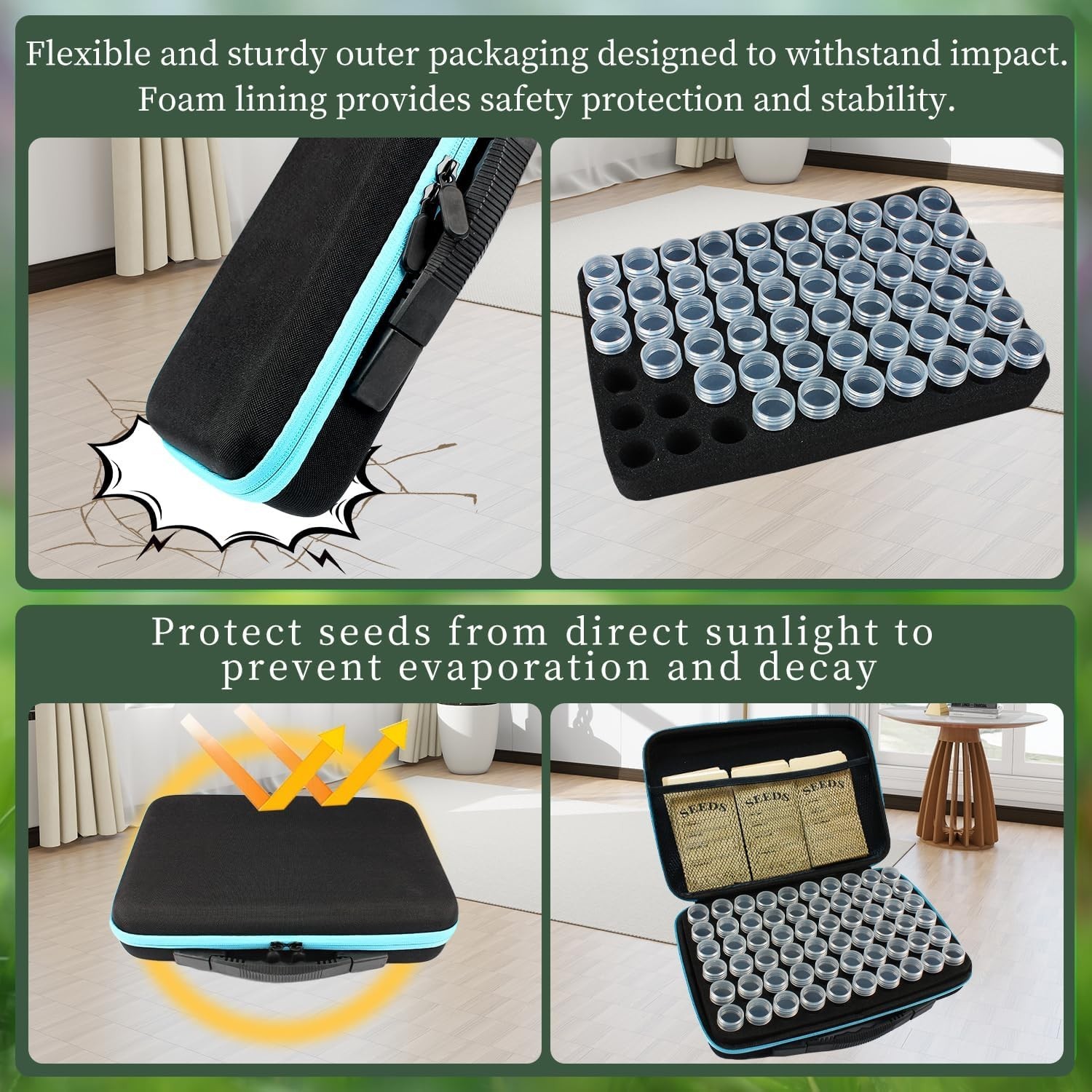 120Slots Seed Storage Organizer,25 Envelopes Portable Sturdy Seeds Container Box