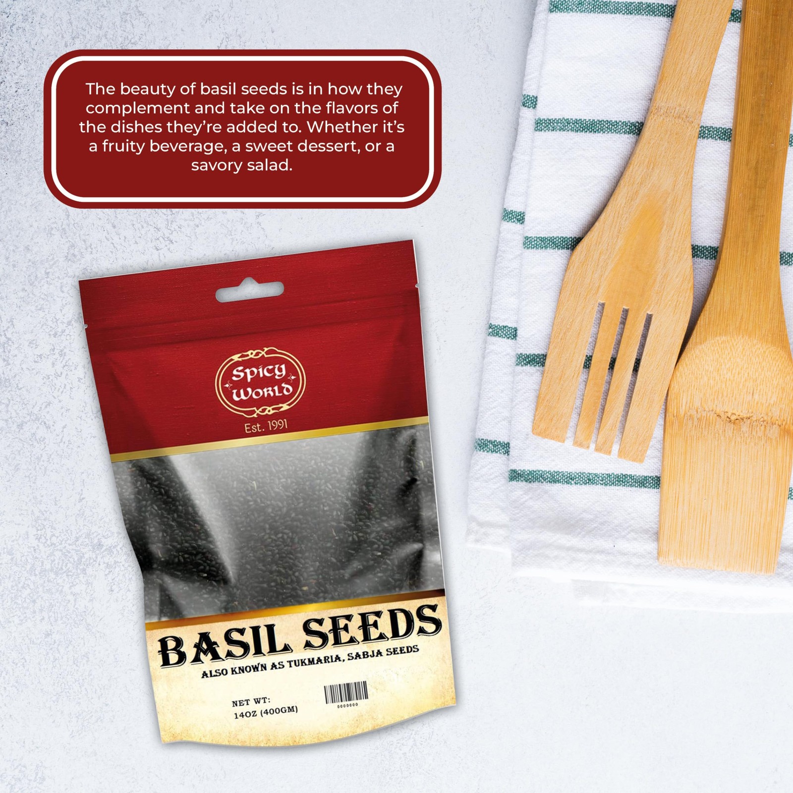 Basil Seeds 14 Ounce Bag – Tukmaria, Sabja Seeds – Used in Falooda & Ayurveda