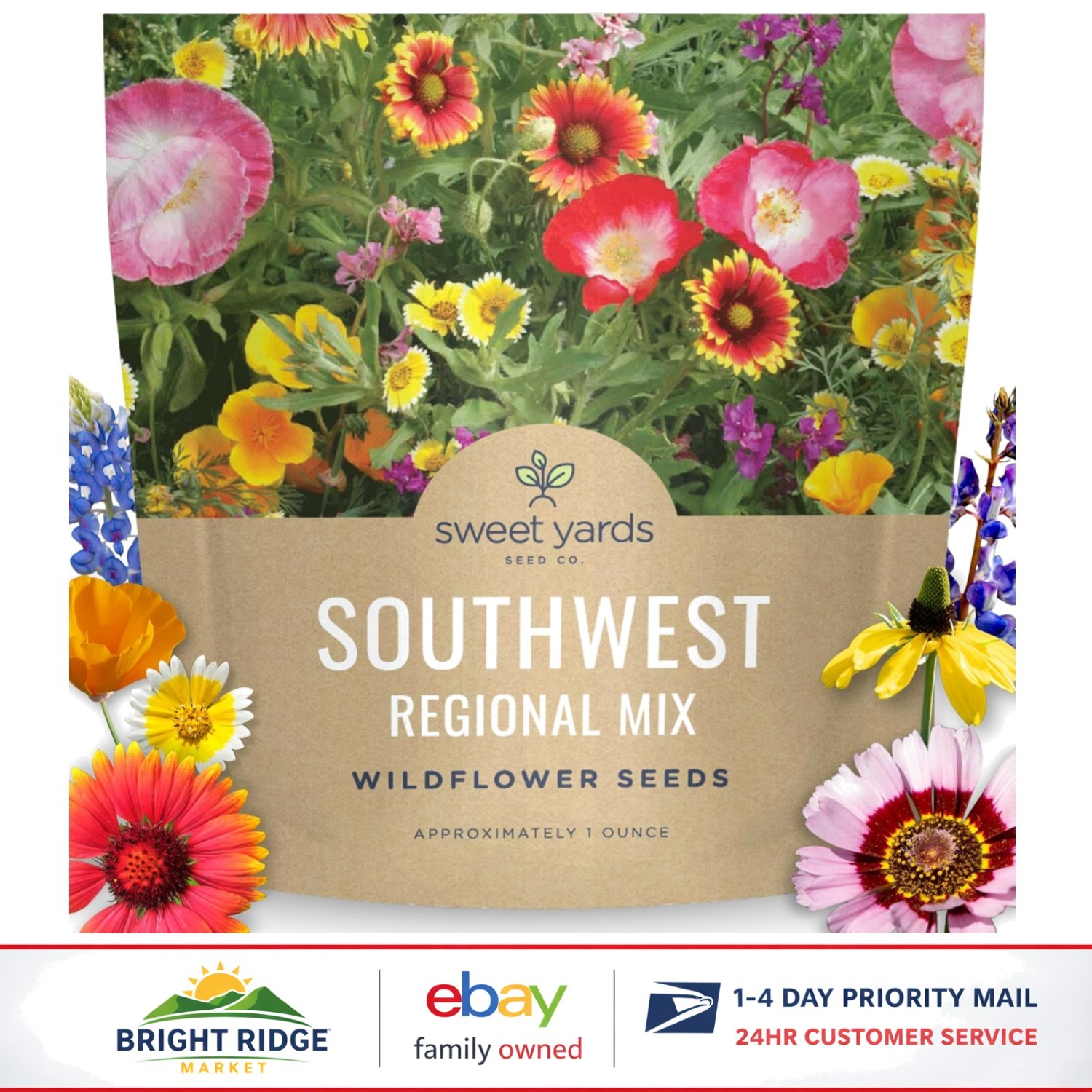 Giftable 1 Ounce Southwest Wildflower Seed Packet with Planting Instructions
